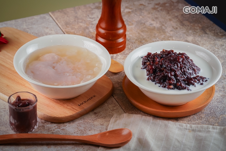 招牌甜湯二碗〈紫米鮮奶/粉圓紅豆湯/薏仁燉鮮奶/芋頭湯/鮮奶芋頭沙 任選二(可選冰/熱)〉