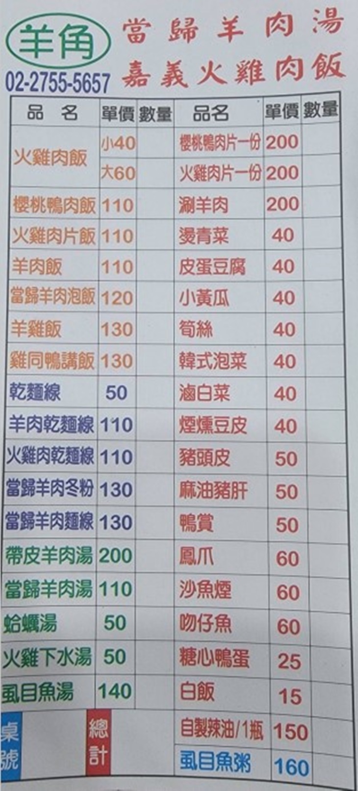 菜單