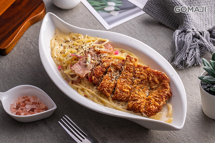 義大利麵/神戶炸豬排/奶油培根白醬