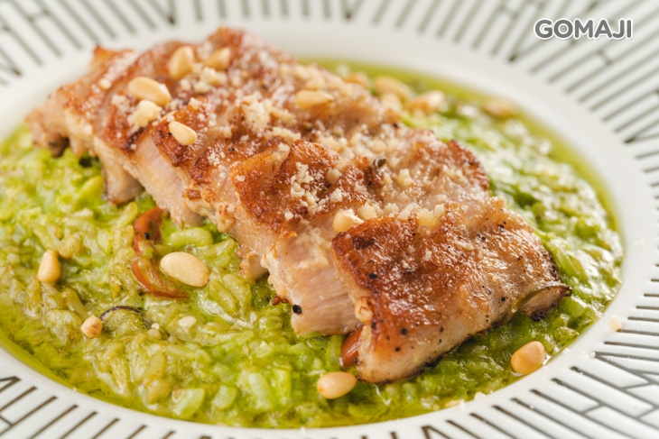 香料松阪豬青醬燉飯