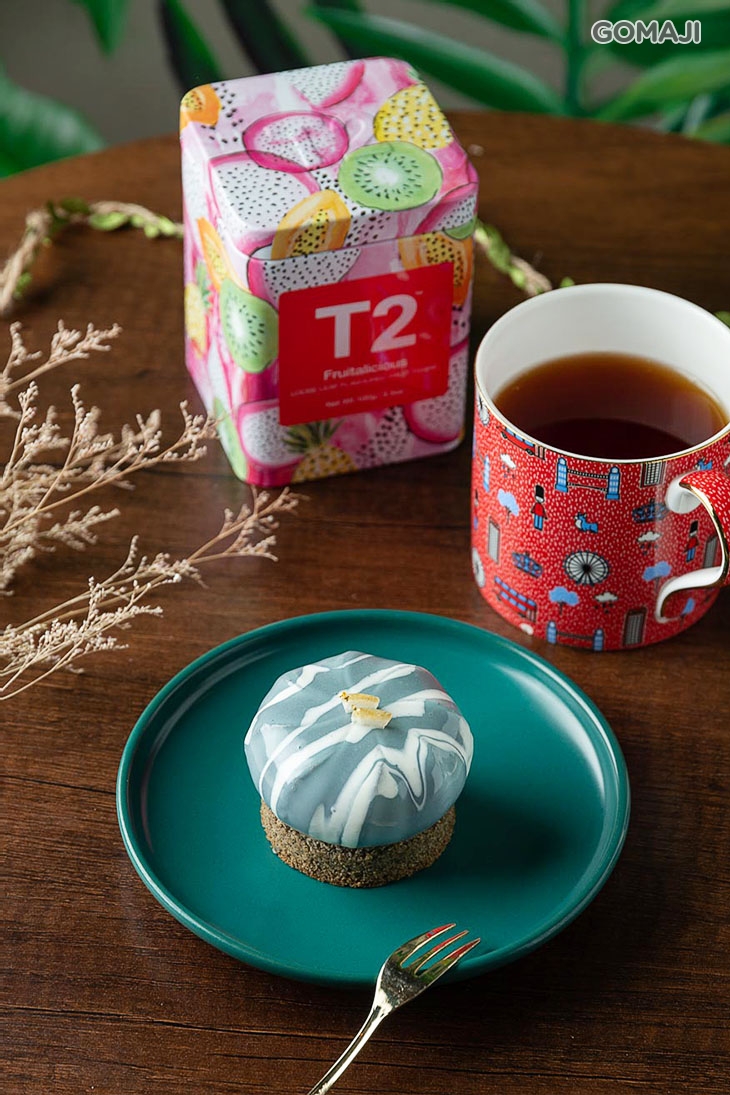 柚香芝麻蛋糕+水果茶