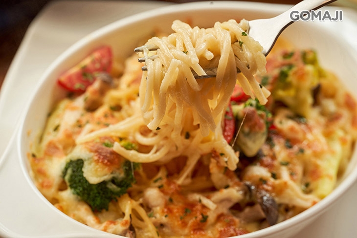 焗烤奶油野菇蘆筍義大利麵