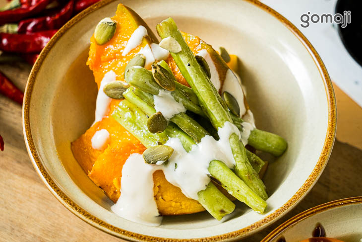 烤南瓜、四季豆