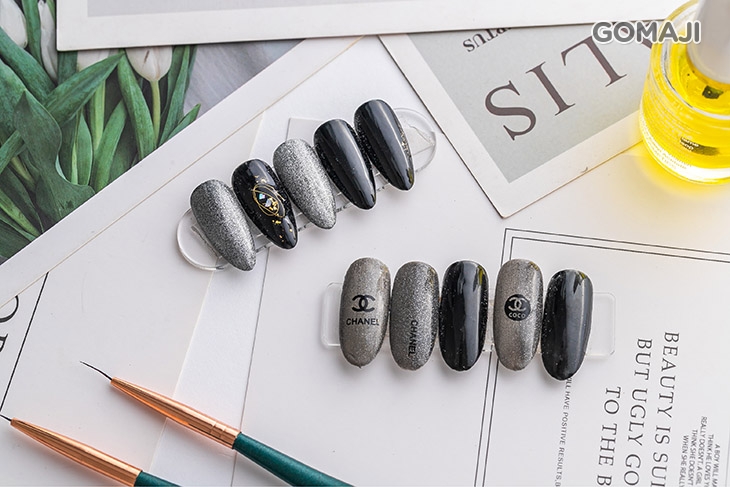 閃亮質感手部凝膠美甲+三指貼鑽