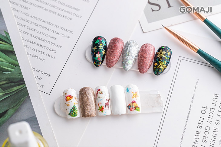 閃亮質感手部凝膠美甲+三指貼鑽