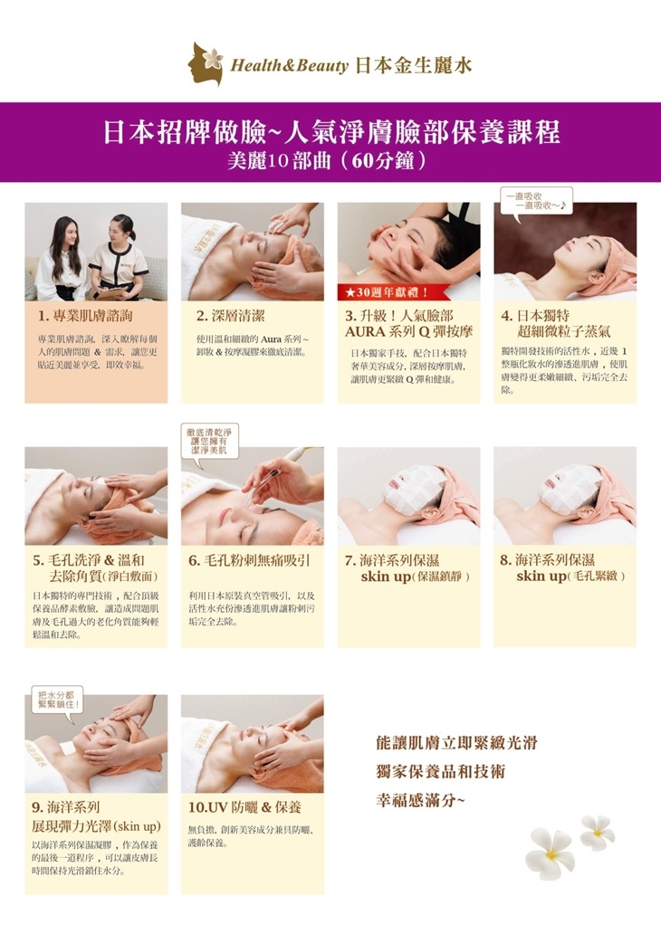 日本超音波水感岩盤浴+日本人氣淨膚臉部保養課程