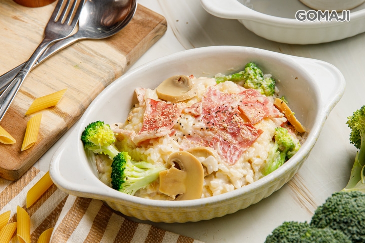 奶油培根蘑菇燉飯