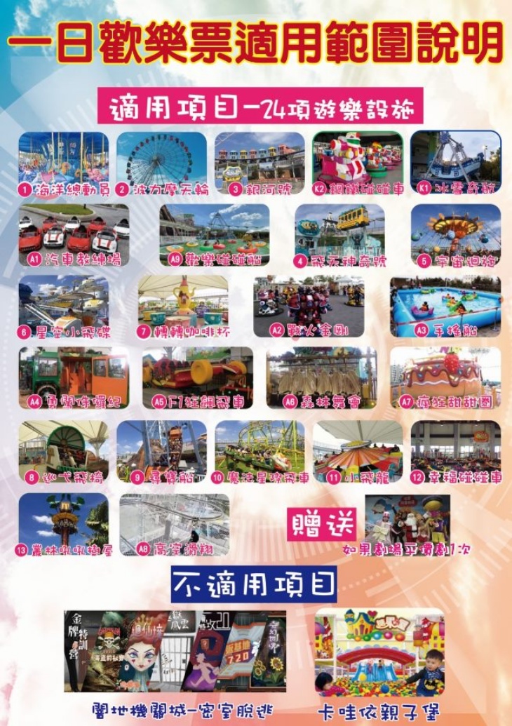 B.單人一日歡樂票(適用24項指定設施)