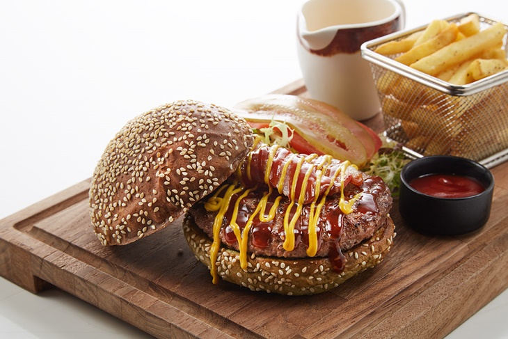 美國漢堡附熱熔乳酪醬