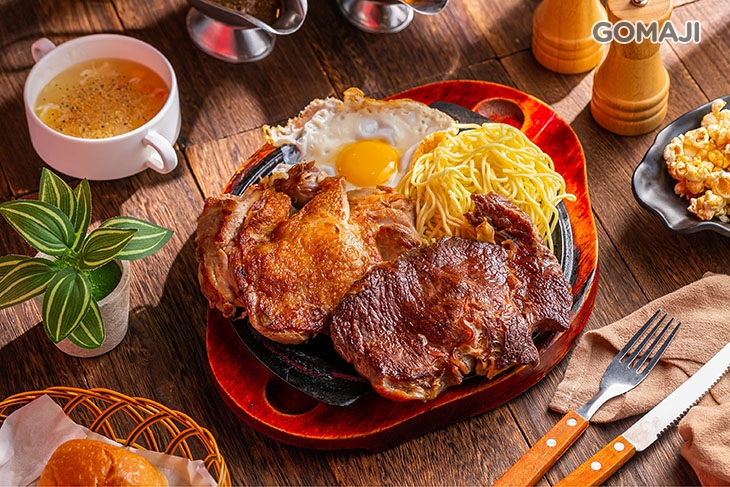 香煎雞腿排+厚片牛排