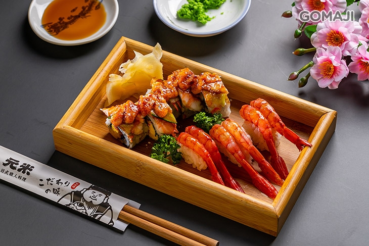 米壽司鮮蝦捲五圈 + 佐胭脂蝦握壽司三貫