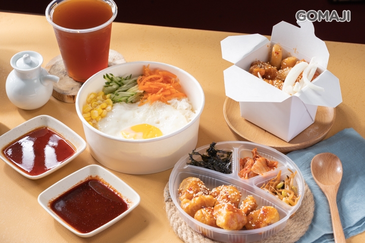 單人韓式套餐:無骨炸雞拌飯+洋釀無骨炸雞(小)一份+紅茶