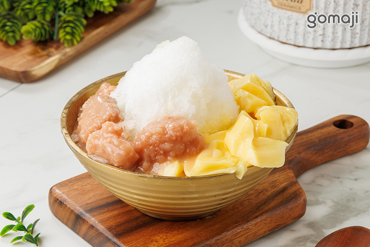 檸檬金桔優格純雪冰-雞蛋布丁/芋圓