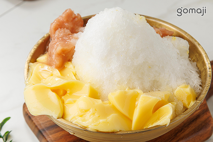 檸檬金桔優格純雪冰-雞蛋布丁/芋圓