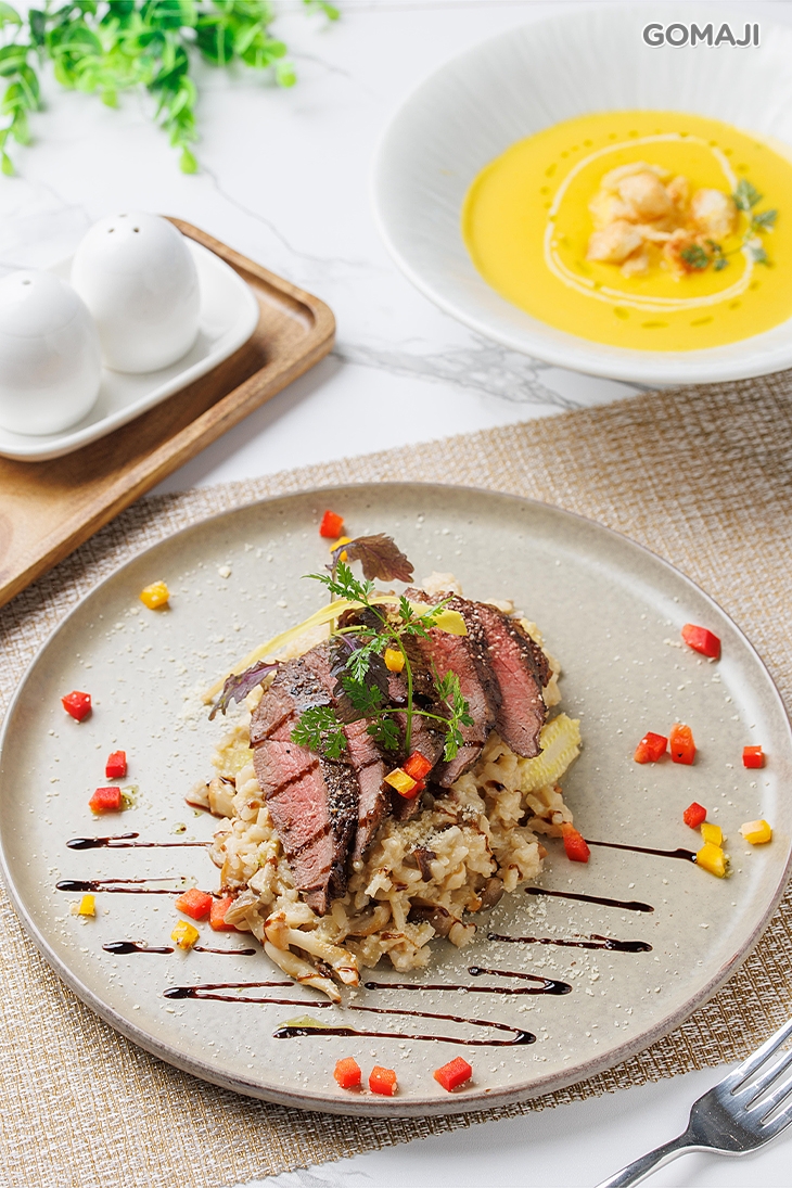 原燒牛排牛肝菌燉飯