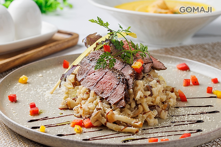 原燒牛排牛肝菌燉飯