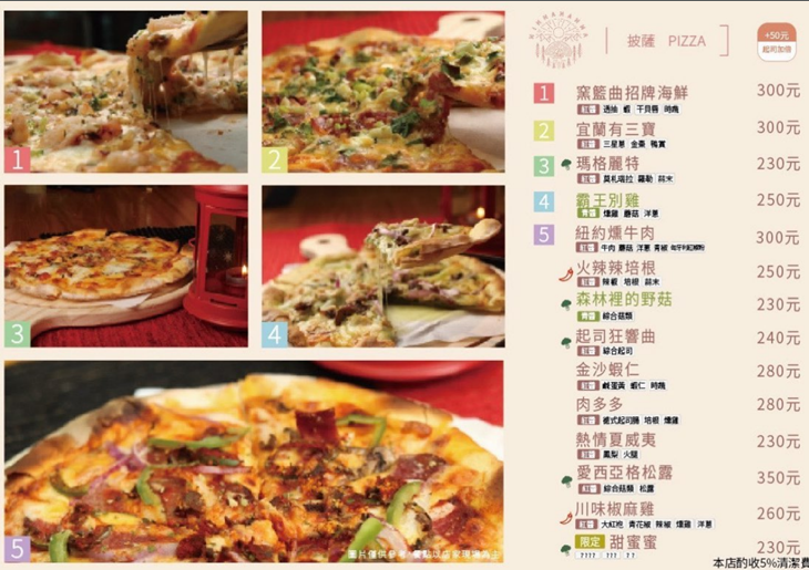 窯籃曲義式烘焙餐廳(礁溪店)菜單