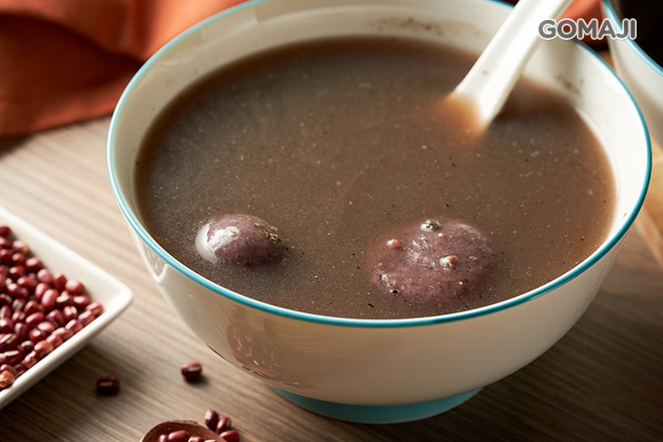 紫糯芝麻大湯圓紅豆湯