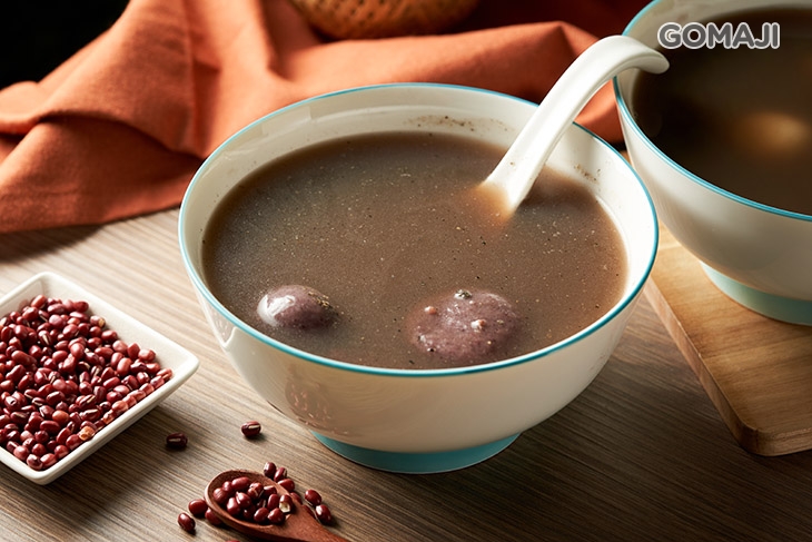 紫糯芝麻大湯圓紅豆湯