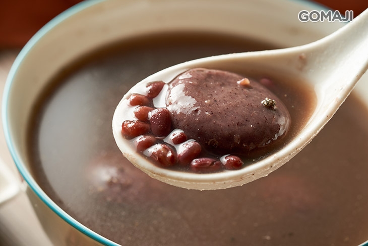 紫糯芝麻大湯圓紅豆湯