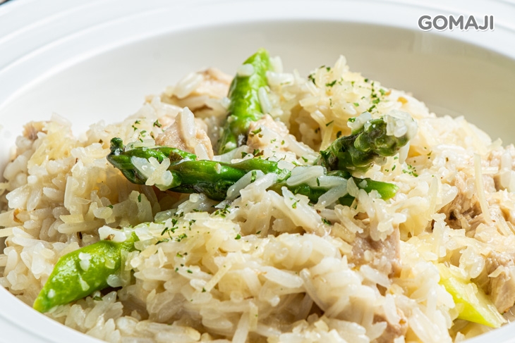 雞肉蘆筍燉飯+熱綠茶