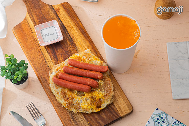 蔥抓餅蛋+熱狗套餐